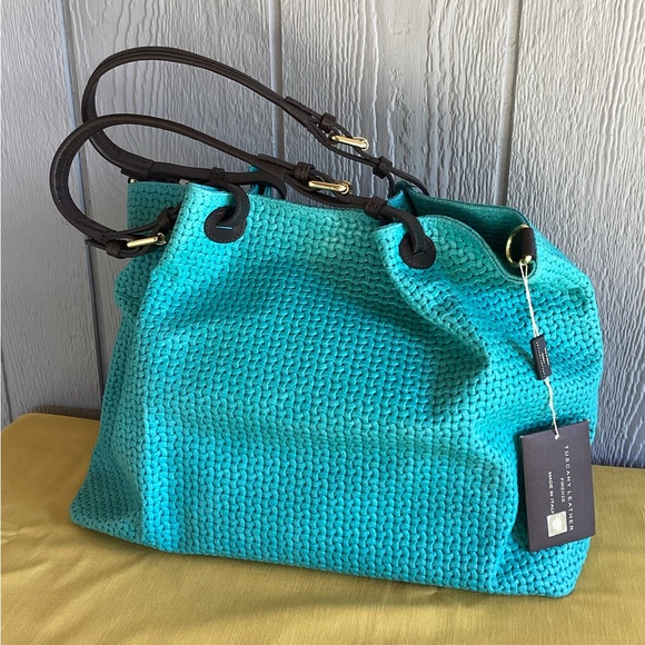 Italian Herringbone Leather Tote Bag - Picture 1 of 3